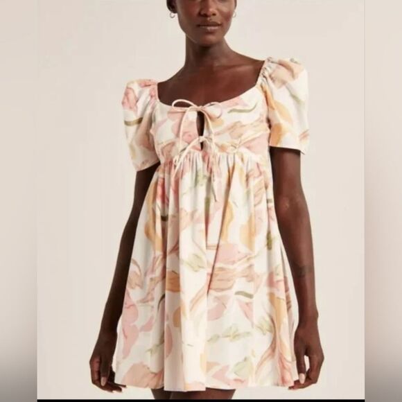 Abercrombie and Fitch Keyhole Babydoll Dress floral size XSP - Picture 7 of 10